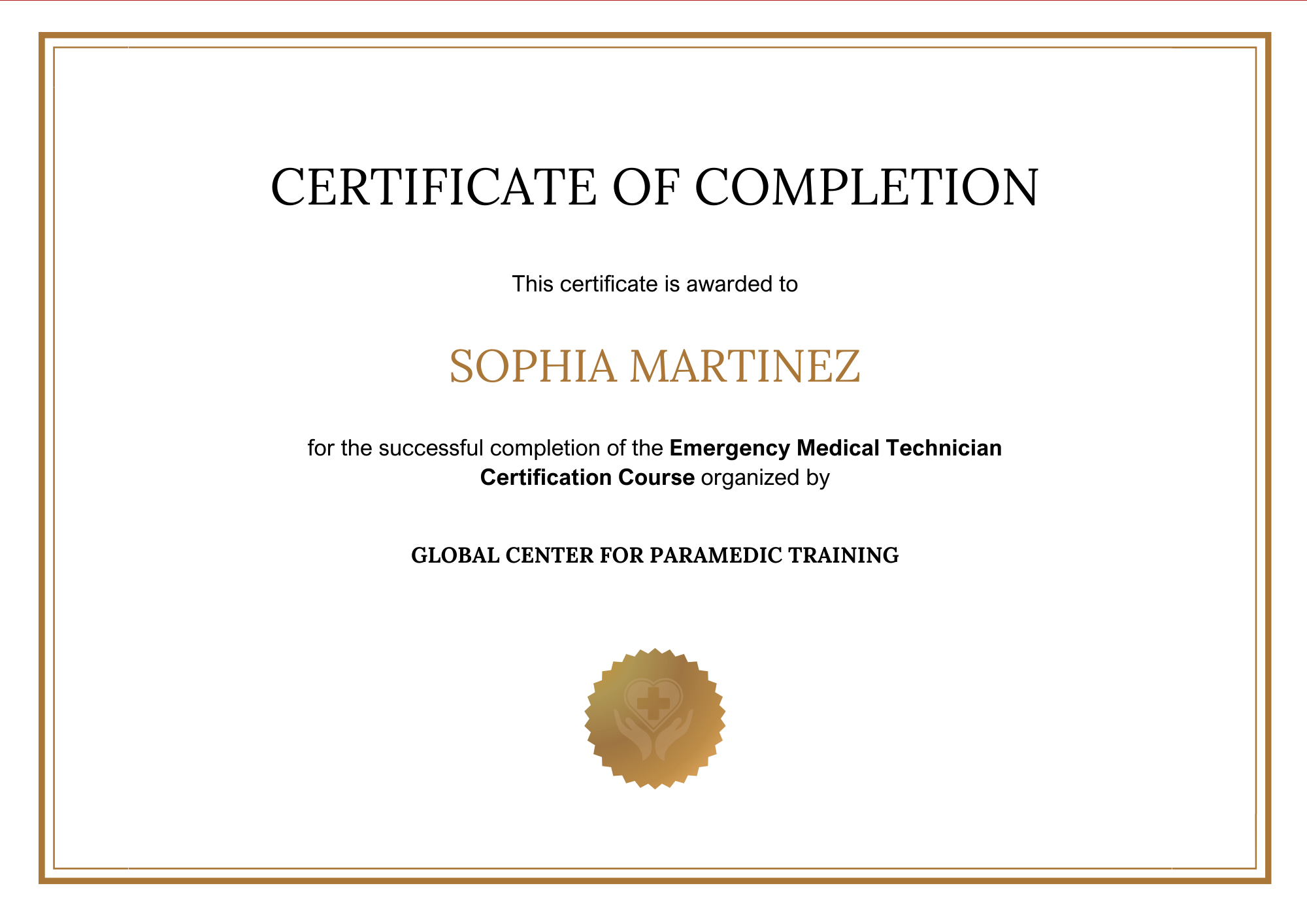 Distinguished EMT Certificate Template with Formal Recognition Layout